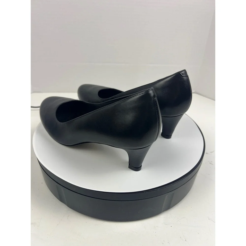 Walking Cradles Womens Black Leather Pumps 7.5 Wide Arch Support Comfort Heel - Picture 5 of 17